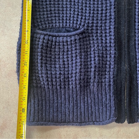 Wilfred Free Navy & Black Wool Chunky Knit Full Zipper Cardigan - Picture 8 of 9